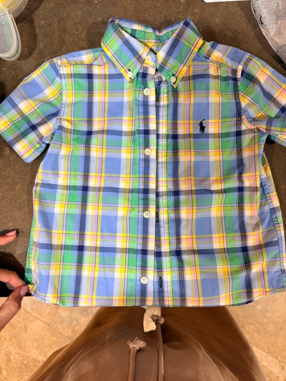 Ralph Lauren Blue, Green & Yellow Plaid Button-Down Shirt - Kids